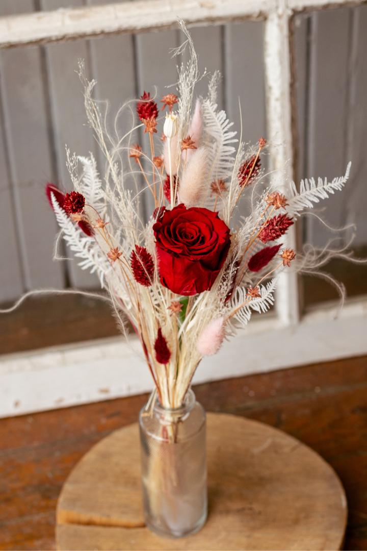 Dried bouquet & eternal rose - Red