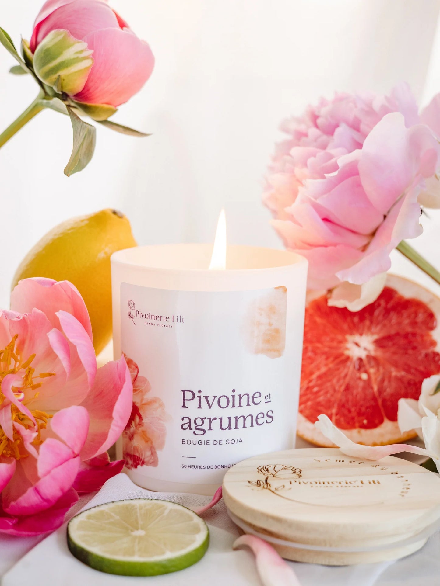 Bougie Pivoine & Agrumes - Pivoinerie Lili