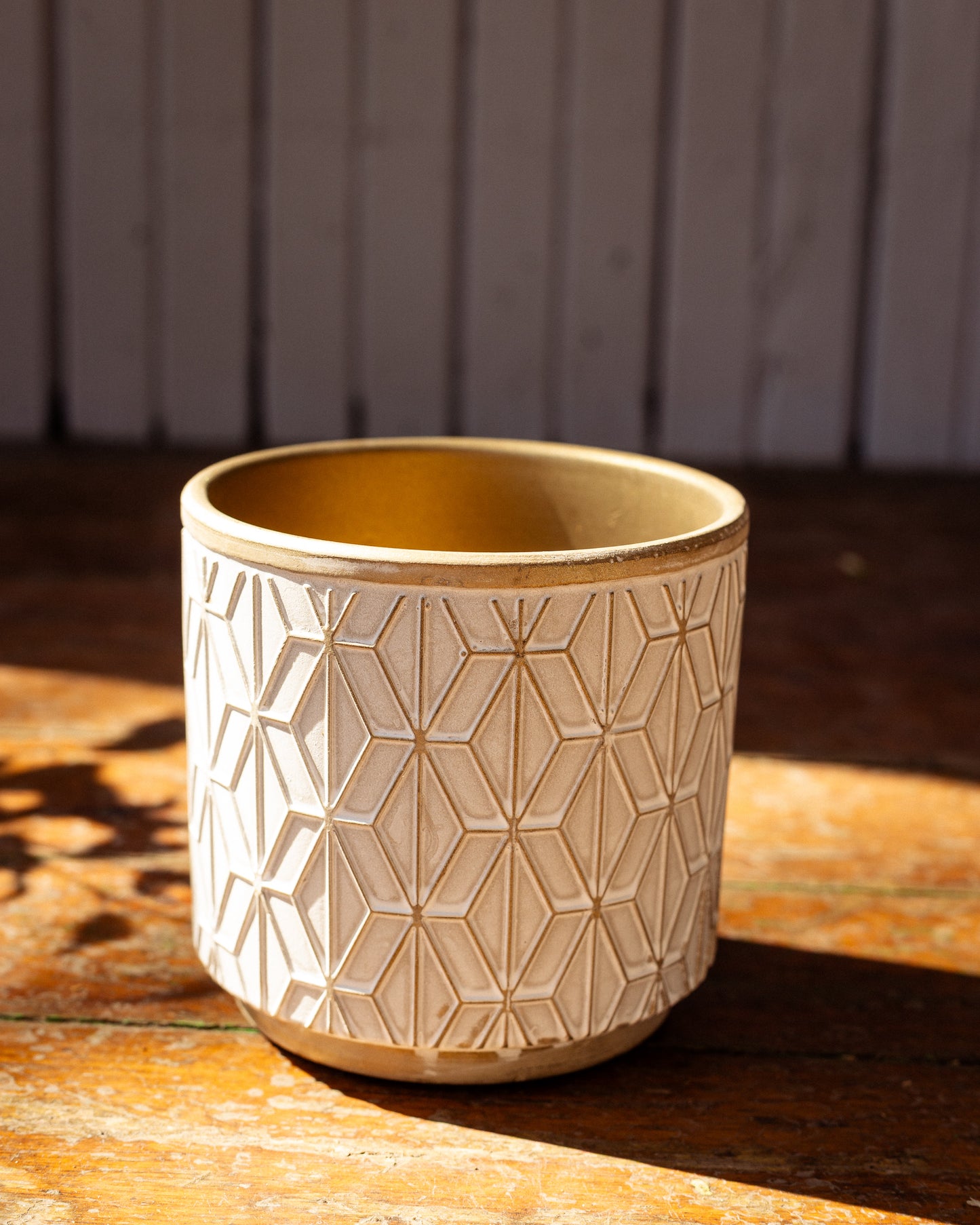 Pot Céramique Doré avec Motifs