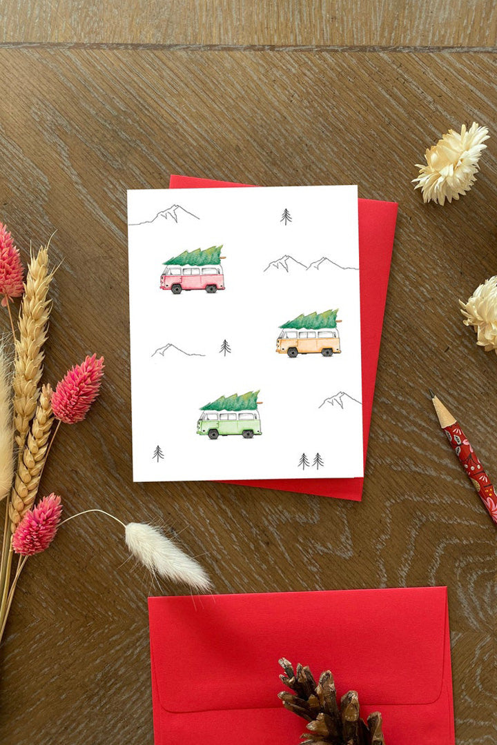 Christmas card - Westfalia & fir trees