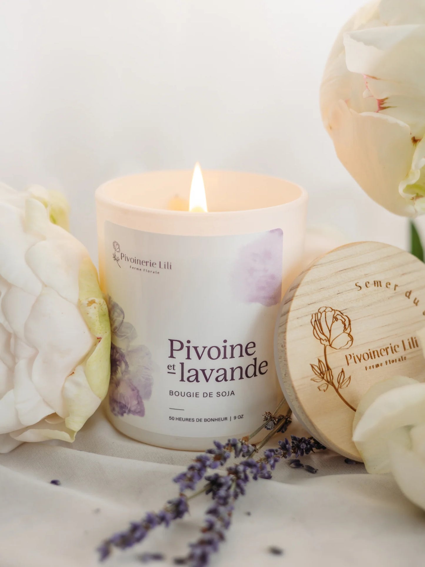 Bougie Pivoine & Lavande - Pivoinerie Lili