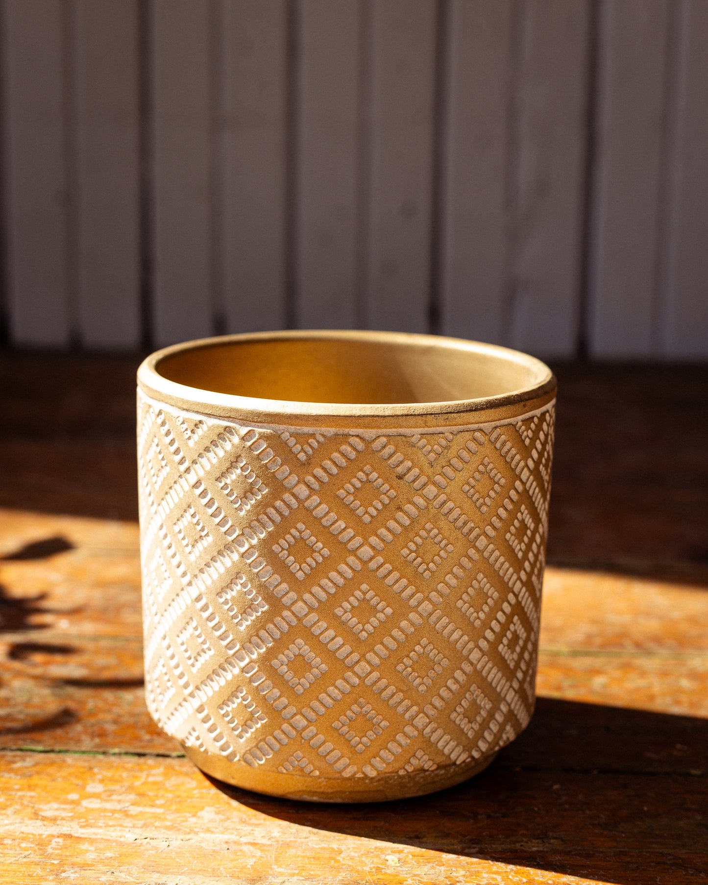 Pot Céramique Doré avec Motifs