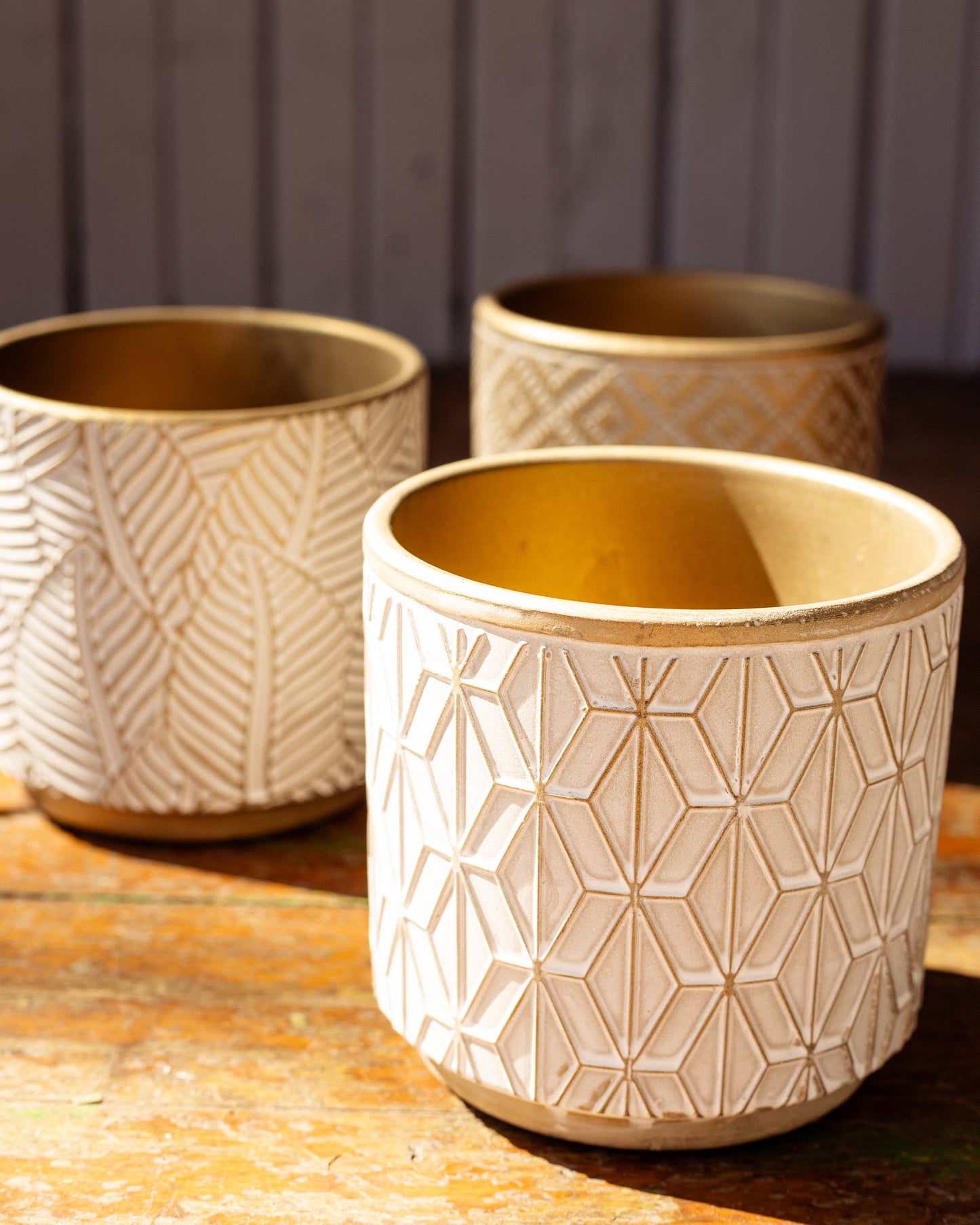 Pot Céramique Doré avec Motifs