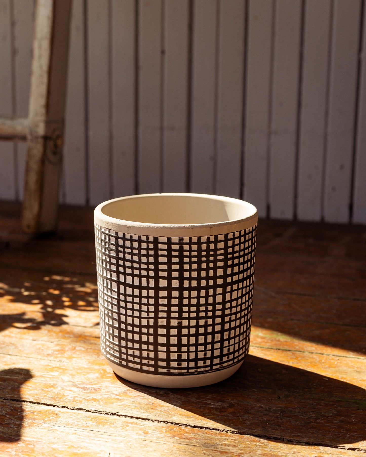 Pot Céramique Gris avec Motifs