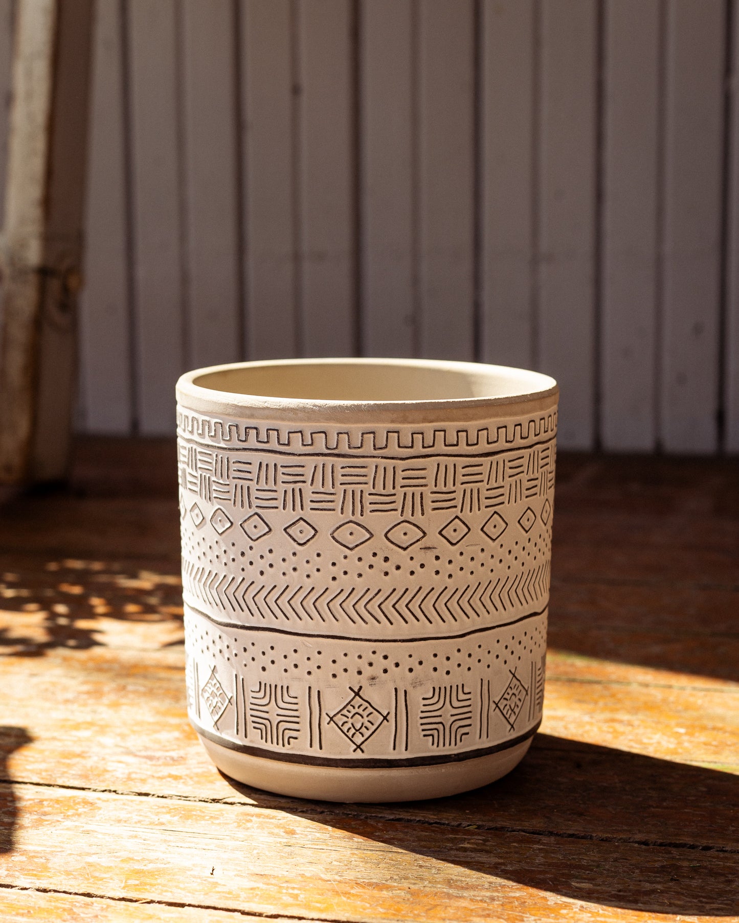 Pot Céramique Gris avec Motifs