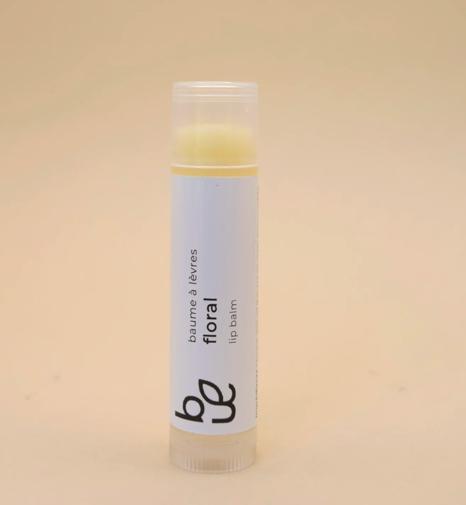 Baume à lèvres Floral de Base Botanique, tube blanc élégant